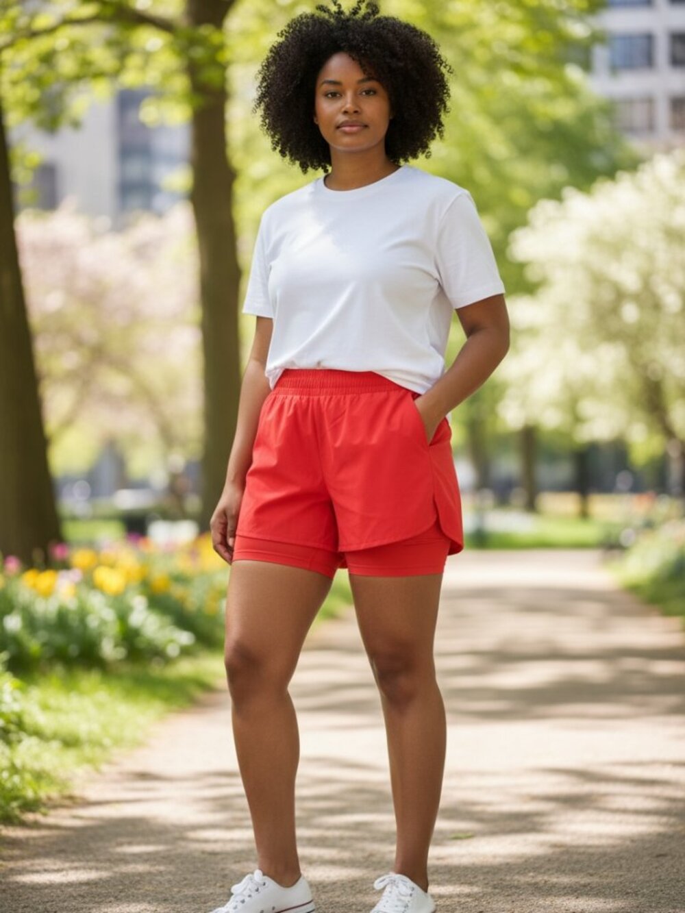 1086 WOMENS 4X RED SHORTS BY STRETCH TECH